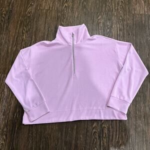 Athleta Women's Large Pink Rose brush Seasoft Quarter Zip Mock Neck